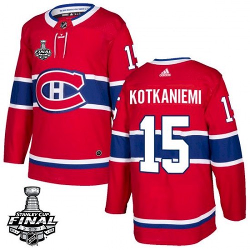 Men's Montreal Canadiens #15 Jesperi Kotkaniemi 2021 Red Stanley Cup Final Stitched NHL Jersey